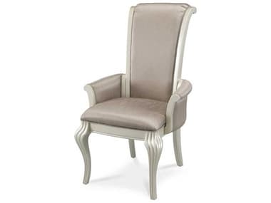Michael Amini Hollywood Swank Gray Fabric Upholstered Arm Dining Chair AICNT03004R08