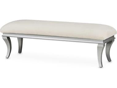 Michael Amini Hollywood Swank 56" Platinum White Fur Accent Bench AICNT03904FN05