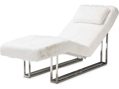 Michael Amini 81" Moonstone Stainless Steel Silver Fabric Upholstered Chaise AICTRASTRO41MST13