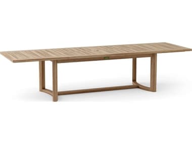 Anderson Teak Junus Natural 88-136"W x 39"D Rectangular Extension Dining Table with Umbrella Hole AKDS224