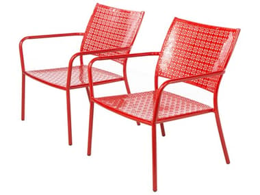 Alfresco Home Martini Cherry Pie Red Wrought Iron Lounge Chair - Price Includes 2 AL263008