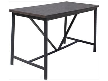 Alfresco Home Jasper Lava Concrete Aluminum 59 Rectangular Counter Table with Umbrella Hole AL409991725