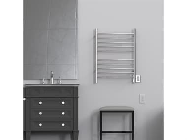 Amba Radiant Brushed Stainless Radiant Hardwired Curved Heated Towel Rack AMBRWHCB