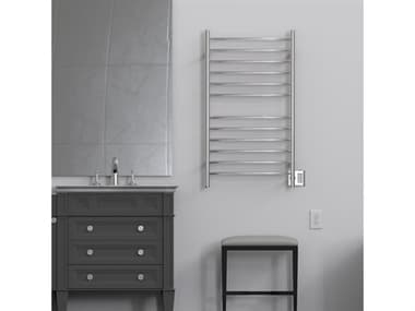 Amba Radiant Polished Stainless Radiant Large Hardwired Curved Heated Towel Rack AMBRWHLCP