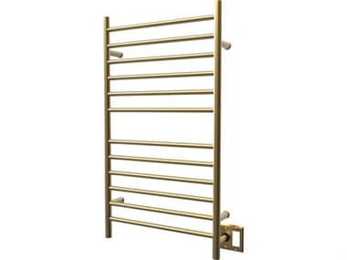 Amba Radiant Satin Brass Hardwired and Plug-In Combo Straight 12-Bar Towel Warmer AMBRWHLSSB