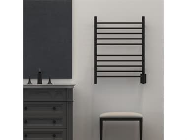 Amba Radiant Matte Black Radiant Hardwired Straight Heated Towel Rack AMBRWHSMB