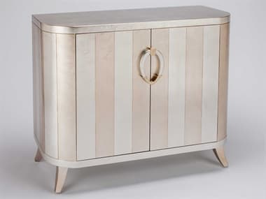 Artmax 46&quot; Wide Silverleaf And Champagne Stripe Accent Chest AMX2703S