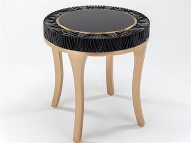 Artmax Black and Gold Round End Table AMX2932ET