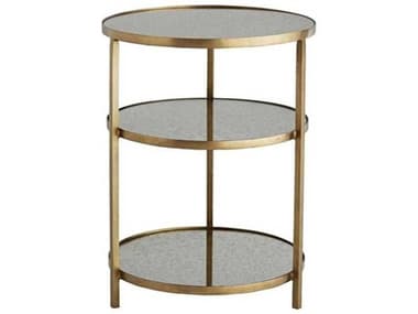 Arteriors Home Percy  Round Mirror Antique Brass End Table ARH2032