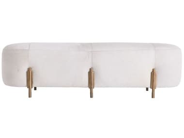 Arteriors Home Justin White Antique Brass Upholstered Accent Bench ARH2050