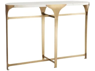 Arteriors Home Janine Oval Marble Antique Brass Console Table ARH2116