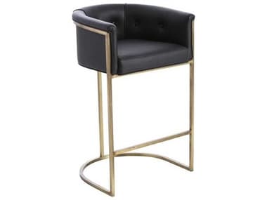 Arteriors Home Calvin  Black Leather Antique Brass Bar Stool ARH2670