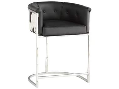 Arteriors Home Calvin Black And White Hide Polished Nickel Leather Counter Stool ARH2763