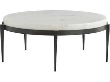 Arteriors Home Kelsie Round Marble Blackened Iron Coffee Table ARH4392