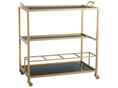 Arteriors Home Jak Glass Antique Brass Bar Cart ARH4395