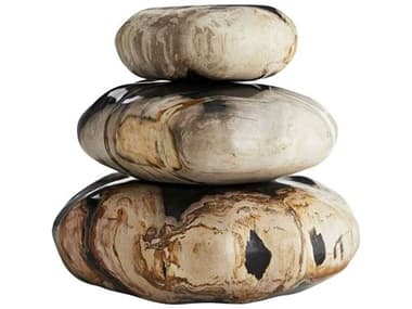 Arteriors Home Vesper Polished Natural Petrified Wood Sculpture Set of 3 ARH5034