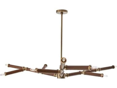 Arteriors Home Paden 9-Light Cognac Leather Brown Chandelier ARH89498