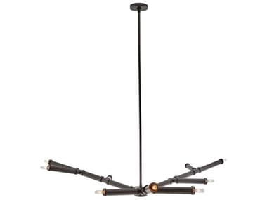 Arteriors Home Paden 9-Light Charcoal Leather Black Chandelier ARH89499