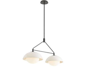 Arteriors Home Glaze 2-Light Blackened Steel Off White Dome Island Pendant ARHDA49001
