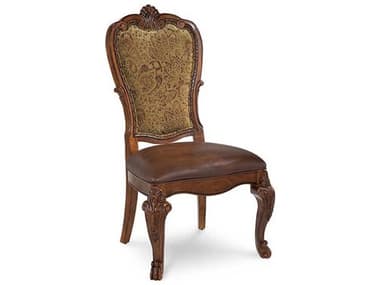 A.R.T. Furniture Old World Leather Cherry Wood Upholstered Side Dining Chair AT1432062606