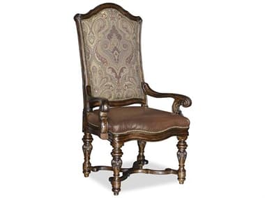 A.R.T. Furniture Valencia Leather Oak Wood Brown Upholstered Arm Dining Chair AT2092052304
