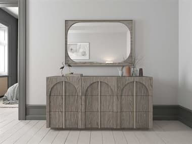 A.R.T. Furniture Vault 72" Wide 9-Drawers Gray Rubberwood Triple Dresser with Wall Mirror AT2851312354SET
