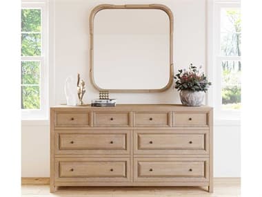 A.R.T. Furniture Post 71" Wide 8-Drawers Beige Ash Wood Double Dresser with Wall Mirror AT2881302355SET