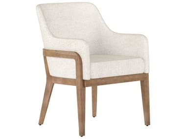 A.R.T. Furniture Portico Fabric Parrawood White Upholstered Arm Dining Chair AT3232053335