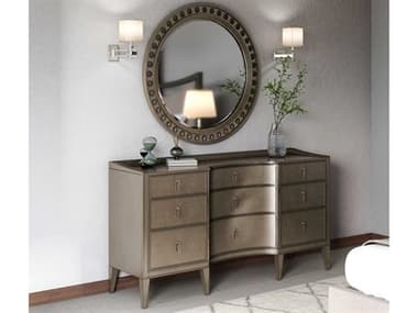 A.R.T. Furniture Cove 70" Wide 9-Drawers Silver Rubberwood Dresser with Wall Mirror AT3491302743SET1
