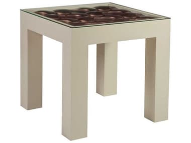 Artistica Signature Designs Credo 26" Square Glass Warm Silver Leaf Ivory Matte End Table ATS012055957