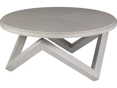Artistica Signature Designs Isoceles 42" Round Wood Cerused Misty White Gray Cocktail Table ATS012282943
