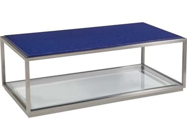 Artistica Signature Designs Ultramarine 52" Rectangular Stone Blue Brushed Stainless Steel Cocktail Table ATS012288945C