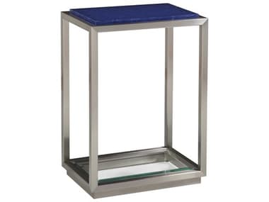 Artistica Signature Designs Ultramarine 18" Rectangular Stone Blue Brushed Stainless Steel End Table ATS012288950