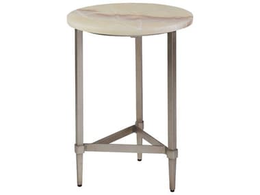 Artistica Signature Designs Benton 15" Round Stone Amber Onyx Champagne Leaf End Table ATS012297950