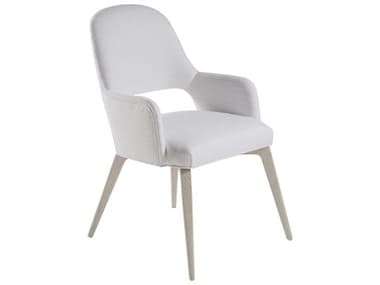 Artistica Mar Monte Oak Wood White Fabric Upholstered Arm Dining Chair ATS01230088101