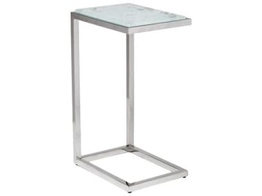 Artistica Signature Designs Snowscape 16" Rectangular Glass White Polished Stainless Steel End Table ATS012301950