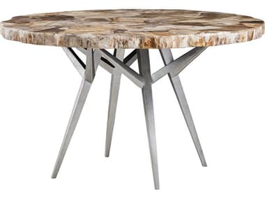 Artistica Signature Designs Caldera 50" Round Silver Varied Petrified Wood Dining Table ATS012305870C