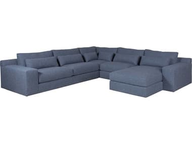 Artistica Upholstery Rita 126" Wide Blue Fabric Upholstered Sectional Sofa ATS01241450S40