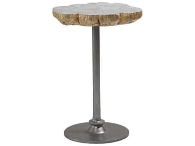 Artistica Gregory 17" Fossilized White Clam Shell With Antique Iron End Table ATS2030950