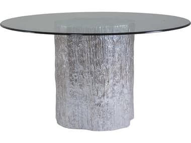 Artistica Trunk Segment 56" Round Glass White Fossilized Shell With Silver Leaf Dining Table ATS203787056C