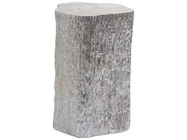 Artistica Trunk Segment 14&quot; White Fossilized Shell With Silver Leaf End Table ATS2037951