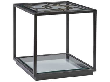 Artistica Moxie 24" Square Glass Antique Black With Glazed Gold Foil End Table ATS2051957C