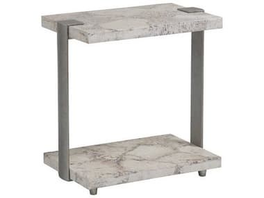 Artistica Corrina 12&quot; Rectangular Stone Fossilized Coral With Dark Iron End Table ATS2066955