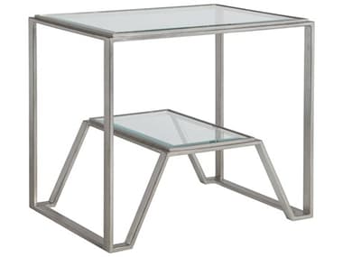 Artistica Metal Designs Byron 27" Rectangular Glass Silver Leaf End Table ATS223095547