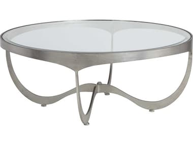Artistica Metal Designs Sophie 42" Round Glass Silver Leaf Cocktail Table ATS223294347