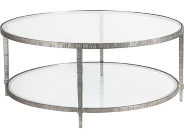 Artistica Metal Designs Claret 42" Round Glass Silver Leaf Cocktail Table ATS223394347