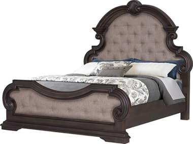 Avalon Furniture Distressed Oak Brown Hardwood Upholstered King Panel Bed AVLB0028466UPH