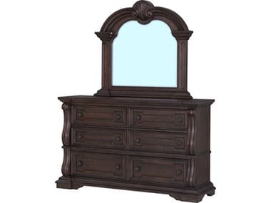 Avalon Furniture 5-Drawers Brown Hardwood Double Dresser and Mirror Set AVLB00284DCSET