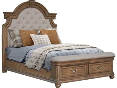 Avalon Furniture Brown Pine Wood Upholstered Queen Panel Bed AVLB0036250STG