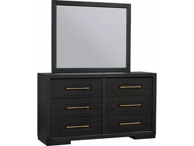 Avalon Furniture 6-Drawers Black Oak Wood Double Dresser and Mirror Set AVLB00518DSET